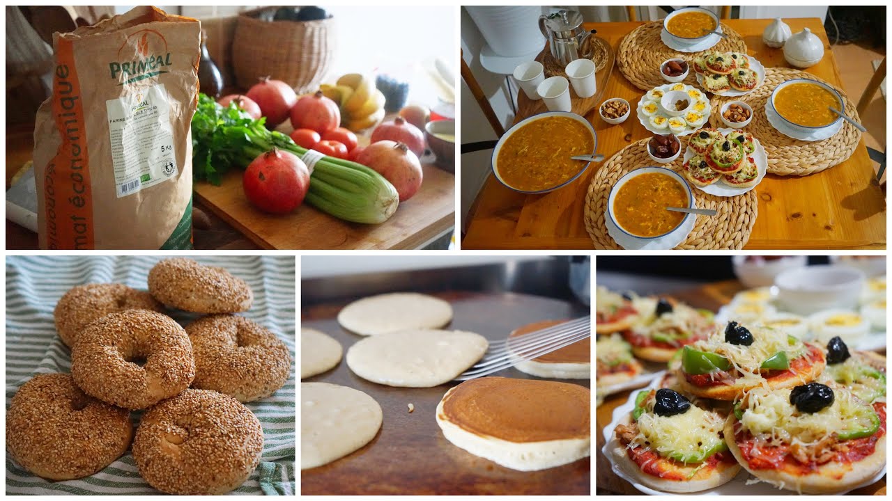 يوم معي في المطبخ: سندويشات خبز البيغل و البانكيك الأمريكي الحريرة و ميني بيتزا بلا تمارة