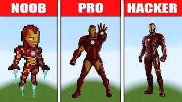 NOOB VS PRO VS HACKER Minecraft Pixel art | Iron Man (Tony Stark)