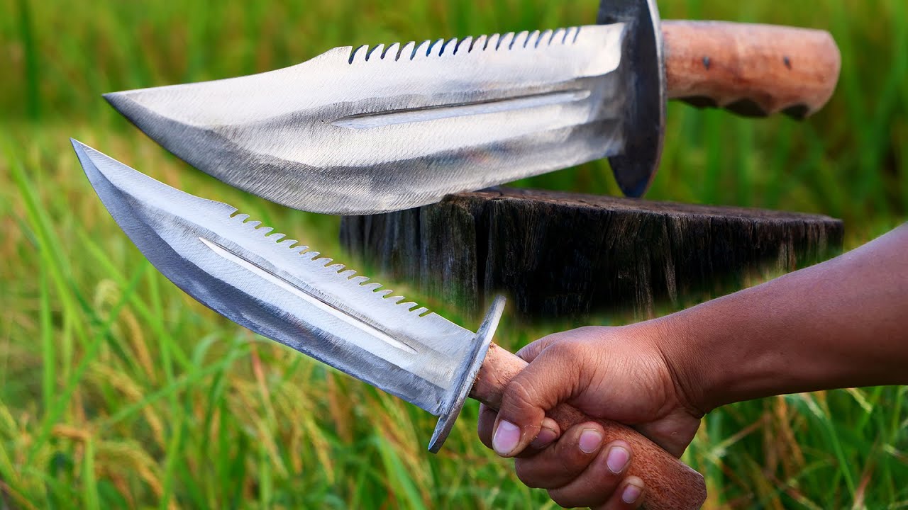 HOW TO MAKE RAMBO KNIFE STYLE FROM LEAF SPRING / BOWIE KNIFE