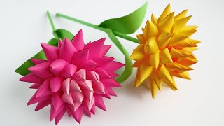 Video thumbnail of "🌺3D PAPER FLOWERS making! 🌺 Origami Flower DIY"