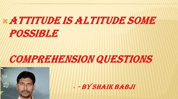 Attitude is Altitude {Nick Vujicic} SSC/ 10th Comprehension Questions