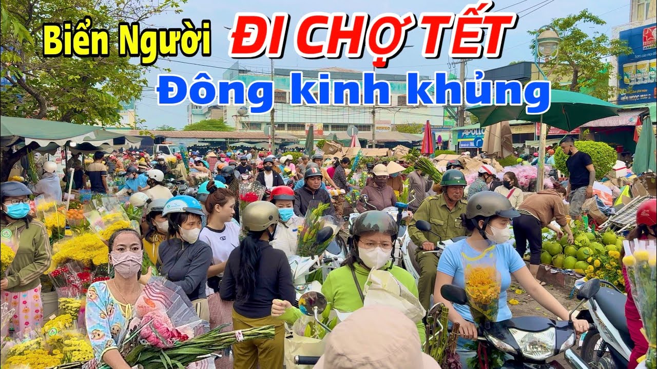 Chợ Long Hoa Tây Ninh người đi mua bông trái cây số lượng nhiều nhất trong năm 