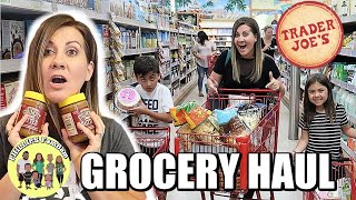 A MASSIVE TRADER JOE'S GROCERY HAUL while having a KIDS GROCERY SHOPPING CHALLENGE | Phillips FamBam