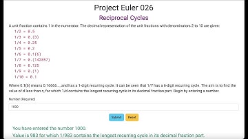 Project Euler 026 - Reciprocal Cycles