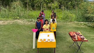 Challenge to win fun food by rolling 7 balls! Village girls won many prizes!! #ssfoodchallenge