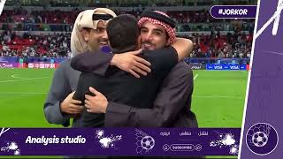 لقاء الحسين عموتة ونجوم المنتخب الاردني بعد التأهل التاريخي لنهائي كأس اسيا 2024