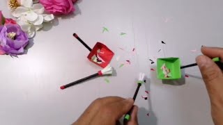 كيفية عمل مكنسة و مجرفة بالورق الملون How to make Mini paper broom and dustpan