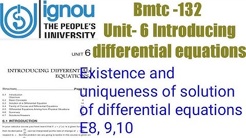 (v-41) Ignoucbcs bag bscg mathematics bmtc-132 unit- 6 Introducing differential equations E8, 9,10