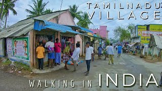 Village Life in Tamil Nadu | Walking through the rural roads Indian villages | 4K ASMR Walking video