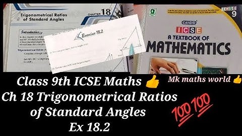 Class 9th ICSE Maths Ch 18 Trigonometrical Ratios of Standard Angles 👍 Ex 18.2 💯 Subscribe 👍 like 👍