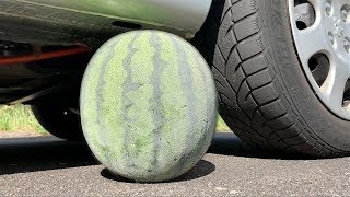 Crushing Crunchy & Soft Things by Car! EXPERIMENT: FROZEN WATERMELON VS CAR