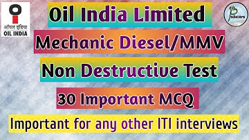 #oilindialimited  #coaching #itijobs || Mechanic Diesel/ MMV || Non Destructive Test || 30 MCQ