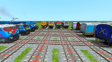 8 RAILS PASSING BY DIAMOND RAILROAD TRACK RISKY RAILROAD TRACK | Train Game videos 