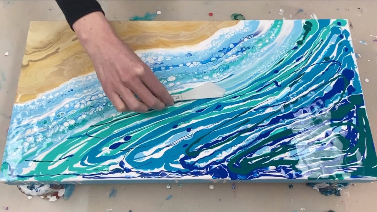 18. CHILL BEACH VIBES (New Method) Easy Beach Acrylic Pour & Swipe