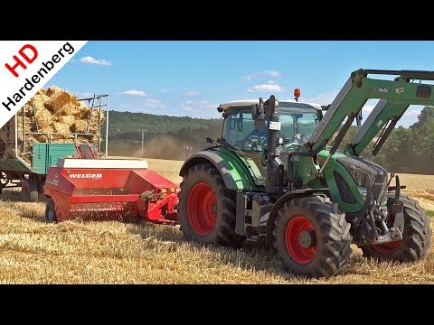Pressing And Shooting Bales - Fendt 714 Vario + Welger AP 630 - Stro Balen Persen - Korbach - 2018.