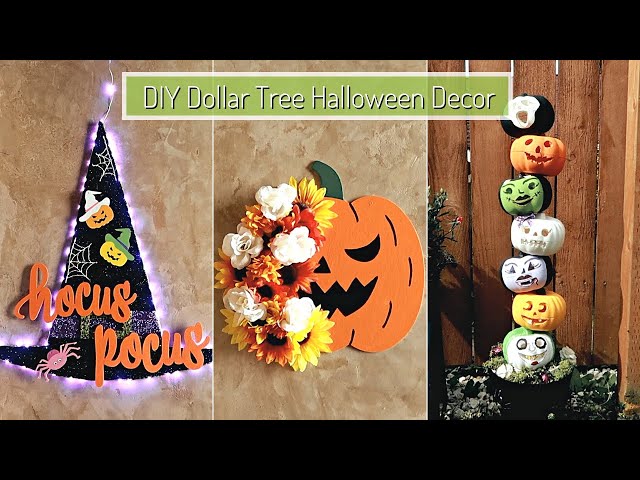 DIY Dollar Tree Halloween Decor 2022 | Witch Hat Wreath, Jack-o ...