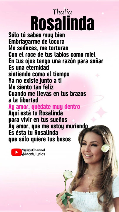 ROSALINDA 🩷 Thalía #cancioneslatinas #thalia #thaliasodi #letrasdecanciones #musicalatina #musica