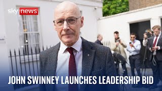John Swinney announces campaign to be Scotland's first minister and SNP leader for a second time