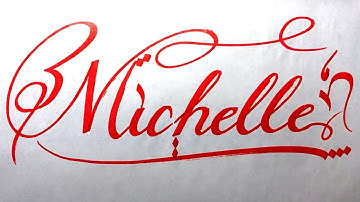 Michelle Name Signature Calligraphy Status | How to Cursive write with cut Marker #michelle