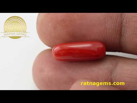 Product Video for: Red Coral Stone 7.31 Ratti (6.65 Carat) - Italian Moonga Stone