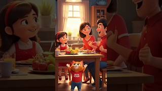 Pagi Merah di Meja Sarapan Keluarga #short #shortvideo #cat #catfunny