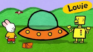 Louie, draw me a flying saucer | Learn to draw cartoon for kids