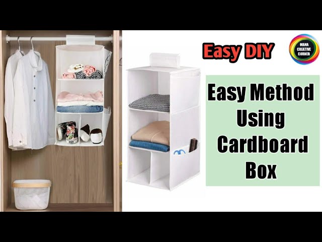 How to make a hanging wardrobe organizer from a single cardboard box / DIY  closet organizer idea 