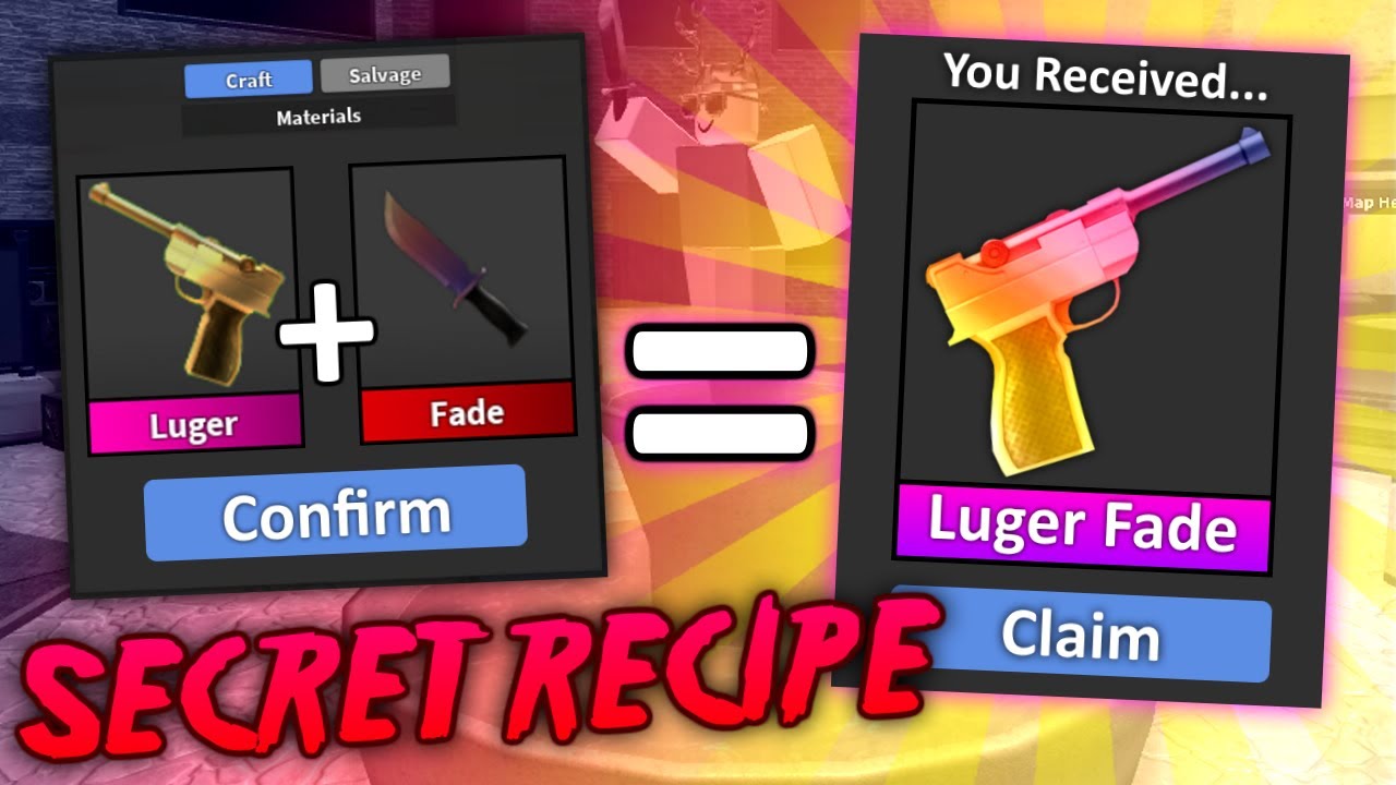 Secret Crafting Recipe Luger Fade Murder Mystery 2 Reddit Youtube - luger roblox mm2