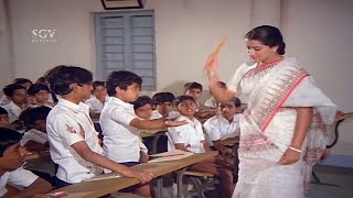 Teacher Sumalatha Beats Student For Mischievous Behavior | Thayiya Hone Kannada Movie Scene