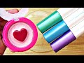 Satisfying Slime Coloring with Makeup! Mixing Heart Lip Gloss &amp; Metallic Markers into Clear Slime!