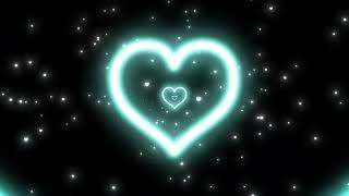 Teal and White Romantic Neon Love Heart Tunnel Background [3 HOUR] particles video loop [4K]