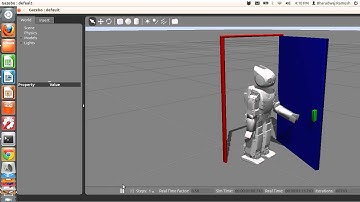 Simulation of Darwin-OP Opening Door and walking through in DRC-Sim