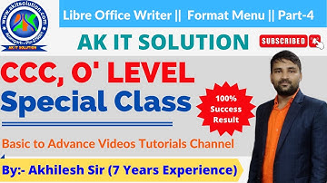 #19  Format Menu in Libre Office Writer in hindi part 4 || Libre Office Writer Format Menu Part 4 ||
