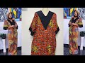 How to Cut and Sew a stylish Rich Aunty Bubu/ Kaftan with a V- Shaped Neckline design.