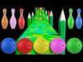 Funny jumping bowling ball and kinetic sand space adventure learn colors shapes for kids binkie tv