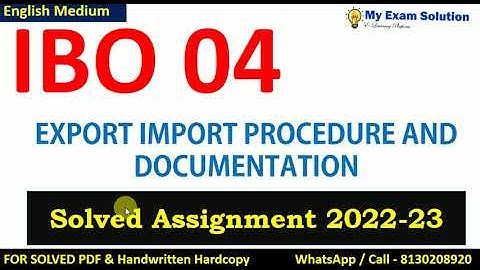 IBO 04  SOLVED ASSIGNMENT 2022-23 | English Medium  | IGNOU Solved Assignment 2022-23