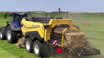 Processing Grass Seed Hay and Straw Bales-New Holland T7.315 Paired with BigBaler 1290 High Density