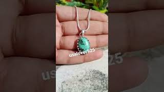 Natural Blue Tibtean Turquoise Oval Gemstone Pendent Necklace Jewelry By Usalover925 World Shipping