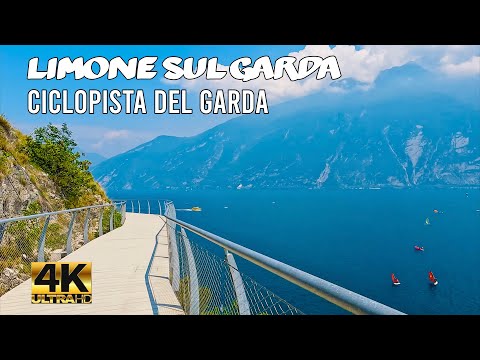 SCENIC BIKING TOUR IN LIMONE SUL GARDA's CYCLE PATH (CICLOPISTA DEL GARDA) 4K UHD