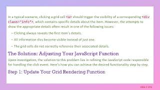 How to Show Respective Div on Click in a JavaScript Grid