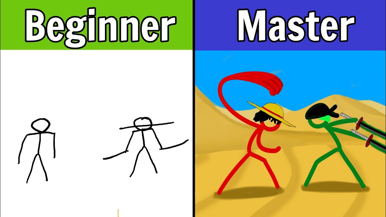 Stickman Luffy vs Zoro as Begginer vs Master One piece Animation @flipaclip