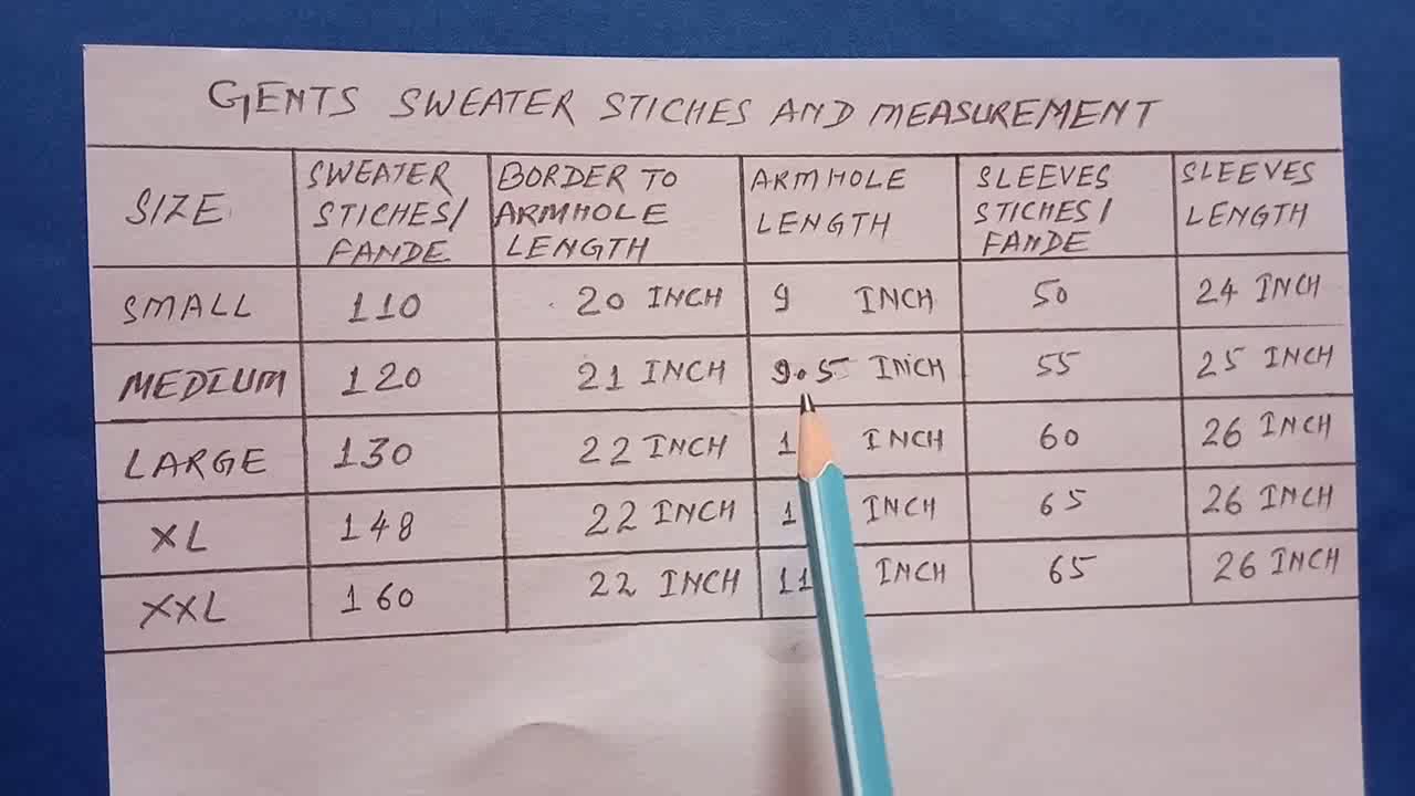 Gents Sweater Stiches And Measurement इन हिंदी | Gents Sweater Measurement