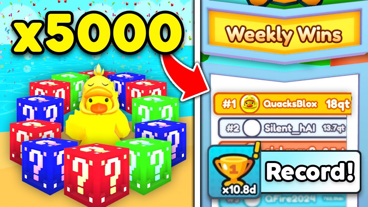 I Opened 5,000 Lucky Blocks and Set NEW WORLD RECORD For Wins in Arm Wrestling Simulator!