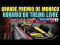 F1 2026 - GP DE MONACO - TREINO LIVRE - HORARIO DA TRANSMISSÃO NO SPORTV3 E F1TV PRO