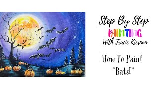 How To Paint Bats - Landscape - Halloween Painting Tutorial