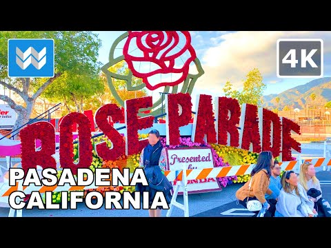 [4K] 2022 Rose Parade Float Viewing in Pasadena, California - New Year Walking Tour 🎧 Binaural Sound