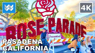 [4K] 2022 Rose Parade Float Viewing in Pasadena, California - New Year Walking Tour 🎧 Binaural Sound