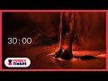30 Minute 4K Inverted Blood Orange Ink and Sand Macro Countdown Timer | Ambient, Cinematic Music