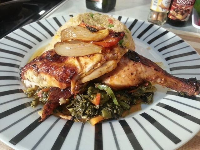 Caribbean Oven Roasted Chicken.Stuffed With Steamed Callaloo | Recipes By Chef Ricardo | Chef Ricardo Cooking