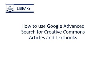 Finding Creative Commons Articles and Textbooks with Google Advanced Search